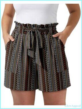 High Waisted Elastic Tie Knot Casual Summer Comfy Flowy Beach Shorts with